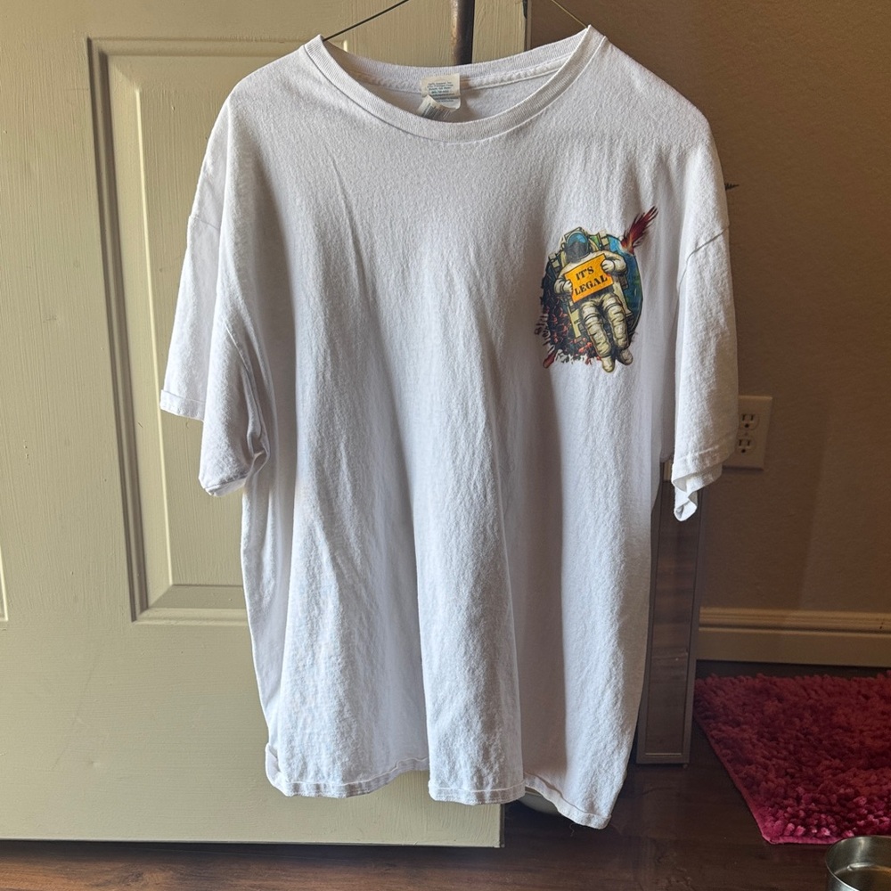 White Graphic Tee with Colorful Design